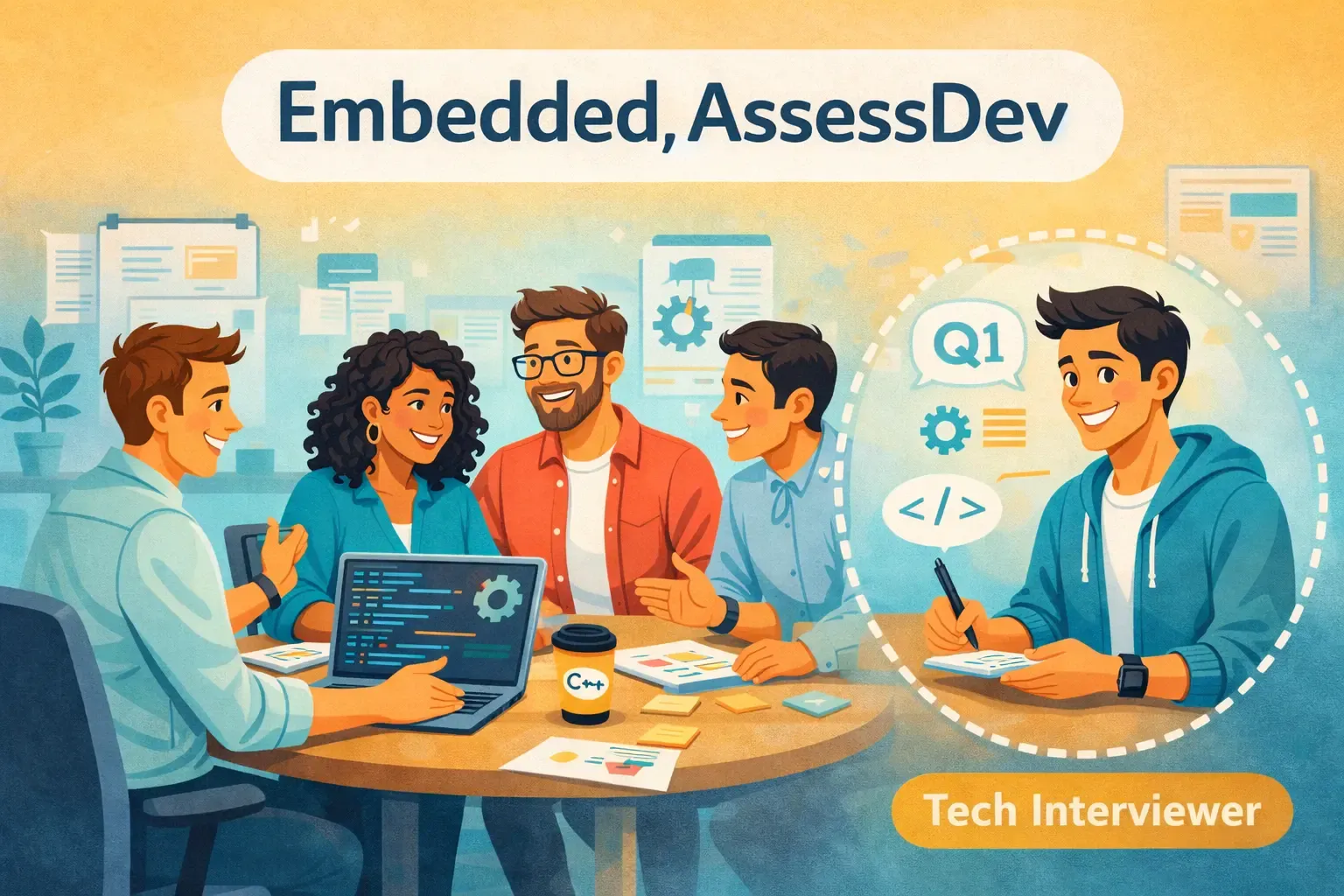 Embedded AssessDev tech interviewer working with a hiring team