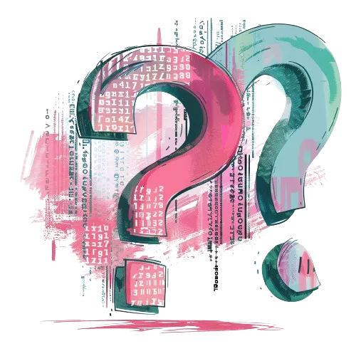 An illustration with an artsy depiction of two question marks.